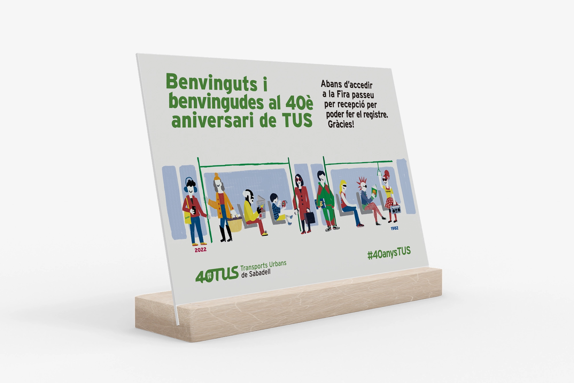 Diseño, campaña, presentacion, TUS Transports Urbans de Sabadell, aniversari 40 anys, cartel principal